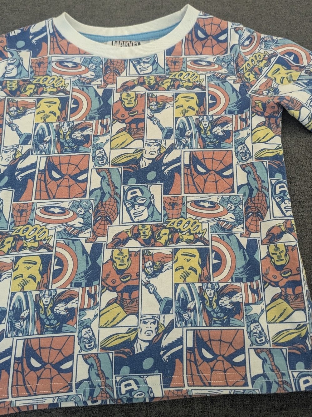Marvel Comic Panel Tee - White, Blue, Red, Yellow